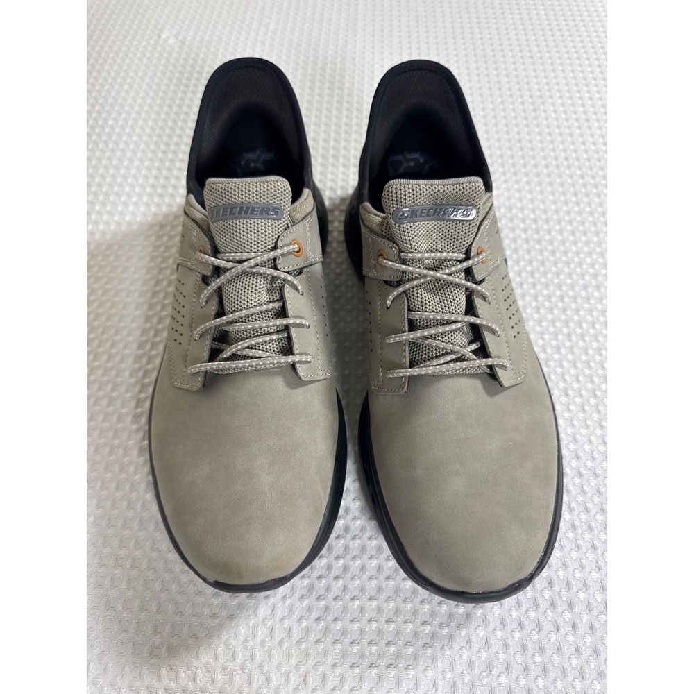 Skechers Sneaker Mens 9 Parson Oswin Cement Grey Hands Free Slip-ins EUC 210890